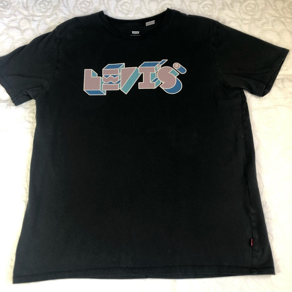Vintage Levi’s Jeans T-Shirt Single Stitch 100%Cotton size L Black Short Sleeve